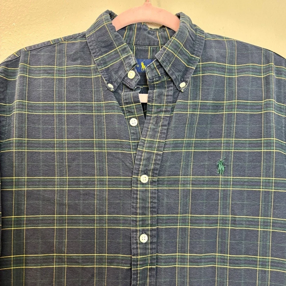 Ralph Lauren Shirt Mens‎ Medium Blue Blackwatch Plaid Casual Button Down Top - Picture 2 of 11